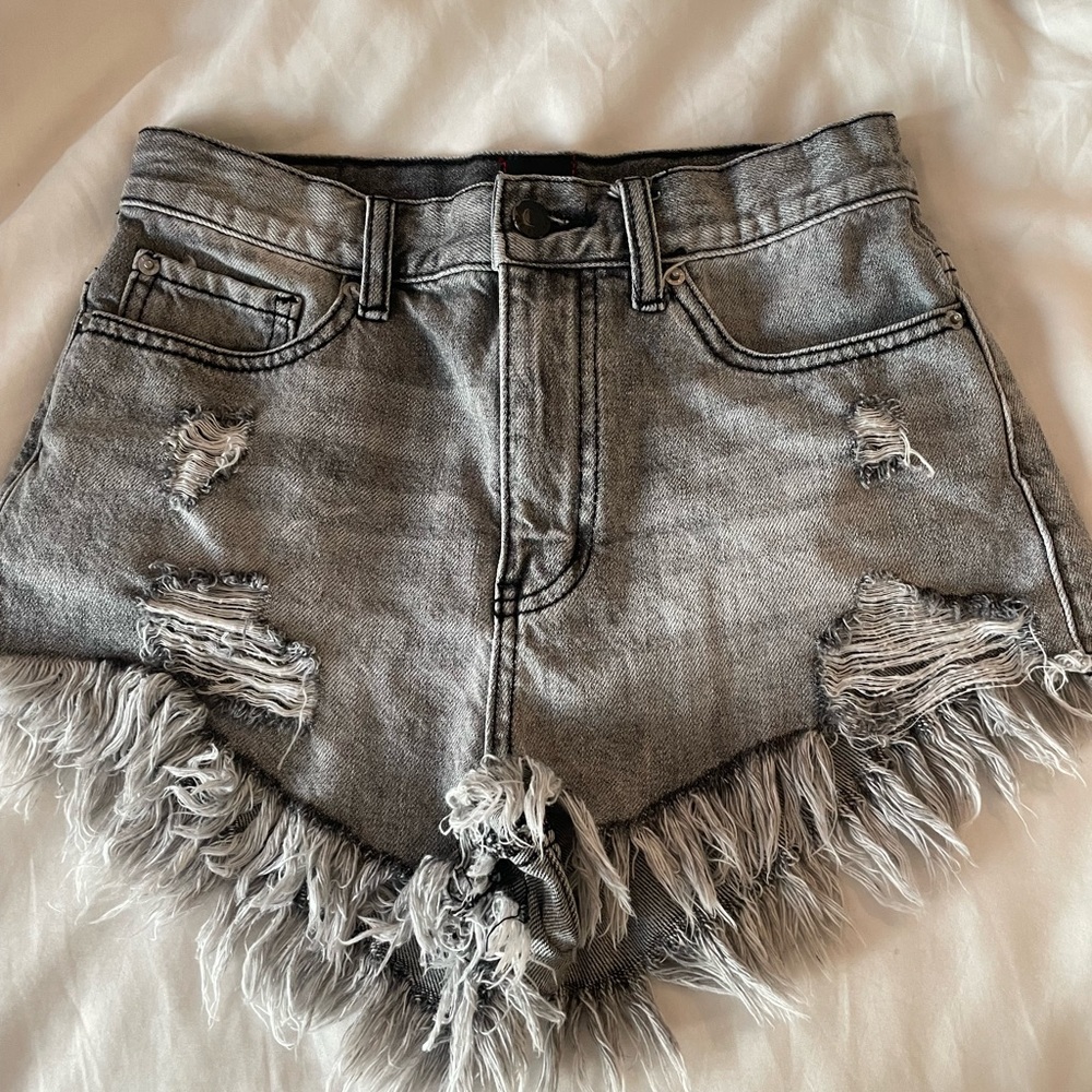 BDG GREY DENIM SHORTS